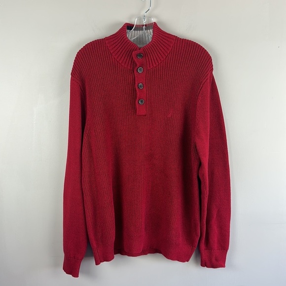 Nautica Other - Nautica Ribbed Knit Henley Sweater Size Large 100% Cotton